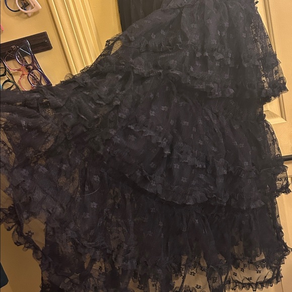 NWT BellanBlue Black Swiss Dot Maxi Skirt XL Lace Ruffle Whimsigoth Dark Romance - Picture 10 of 17